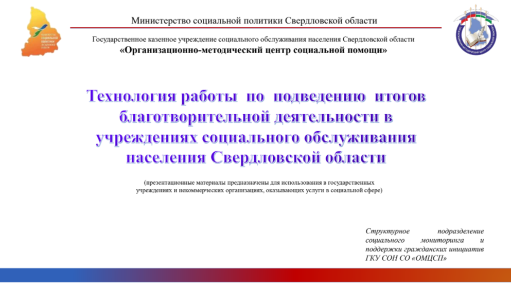 Технология по подведению итогов благотворительной деятельности, 2019 г.